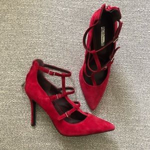 Red BCBG strappy heels